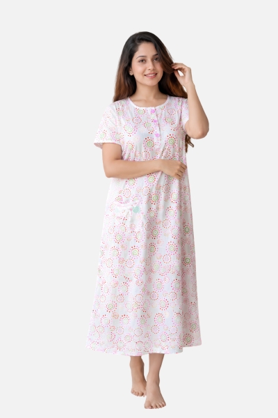 Long Printed Cotton Nighty