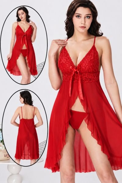Honeymoon Short Romantic Nighty with Panty