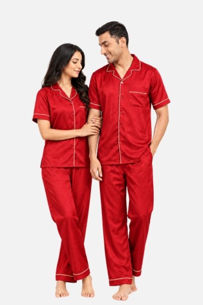 Soft Silk Satin Couple Nighty Set