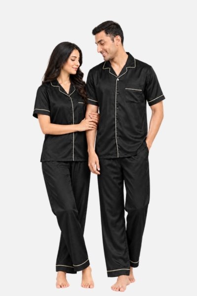 Soft Silk Satin Couple Nighty Set