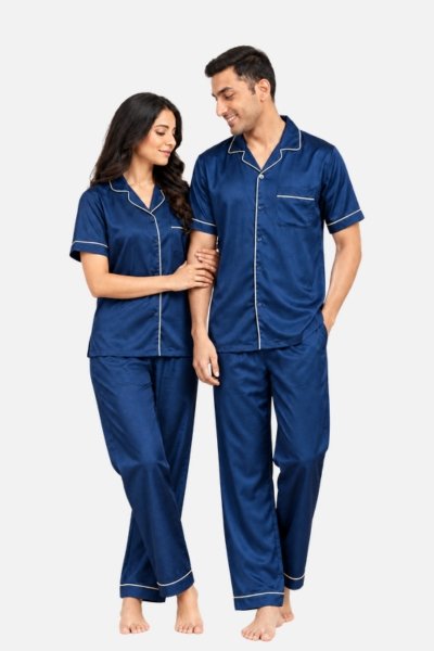 Soft Silk Satin Couple Nighty Set